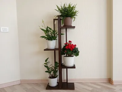 Винтажный шарм: деревянная подставка для цветов на фото