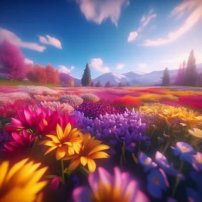Анимационные gif-изображения Поле цветов
