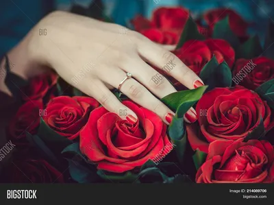 Фото Руки с кольцом и цветами для использования в дизайне