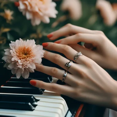 Красивый арт: руки с кольцом и цветами