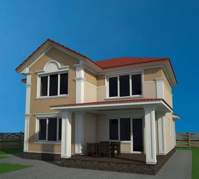 Картинка с идеальным сочетанием цвета крыши и фасада дома