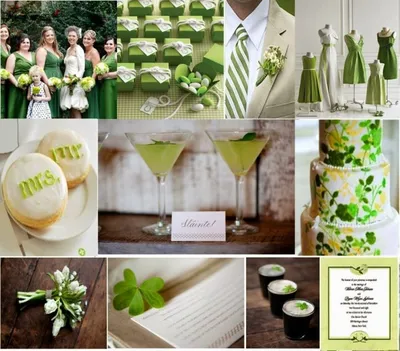 Фон с зелеными оттенками на свадебной фотографии