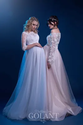 Красочные рисунки свадебных платьев голубого цвета