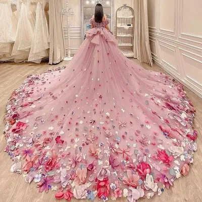 HD фотографии свадебных платьев цвета розы