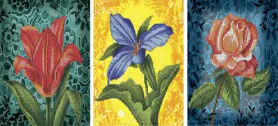 Цветочная симфония: трёхсекционный триптих с живописными цветочными образами