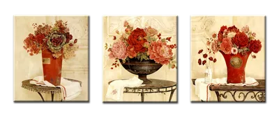 Рисунок цветов: трехпанельный арт с яркими иллюстрациями цветочных мотивов