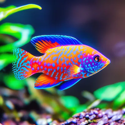 Аквариумные рыбки разноцветные неоновые…» — создано в Шедевруме