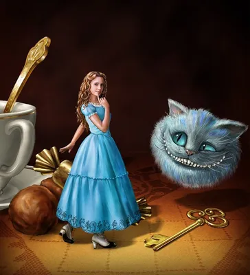 Иллюстрация Алиса и Чеширский кот в стиле cg | Illustrators.ru