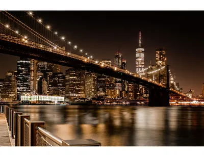 ᐉ Картина ArtPoster Бруклинский мост (Brooklyn Bridge) исчезает между  вечерними небоскребами 130x83 см Модуль №1 (003321)