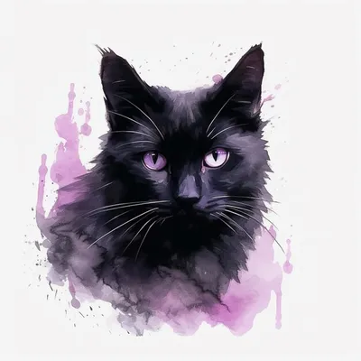 Черная кошка мордочка арт - 65 фото