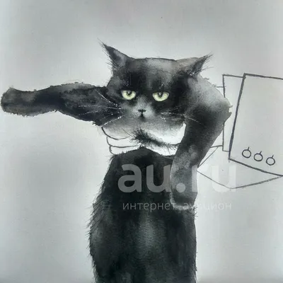 Купить оптом Рисунок на ткани \"Черный кот\" (VKA4333)