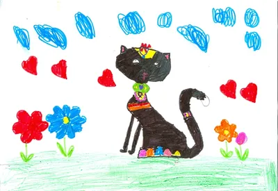 Пушистый черный кот и ваза с темными цветок Рисунок акварели. Иллюстрация  штока - иллюстрации насчитывающей ноча, коты: 197657625