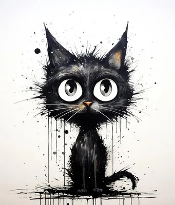 Black cat - Cat illustration - Cute cat - Autumn mood / черный кот рисунок  осень | Рисунок, Кот, Осень
