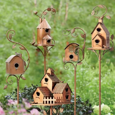 Ретро-птичий домик с шестом, медный домик, домик для птиц, большие домики  для птиц, для двора, патио, уличный садовый декор | AliExpress