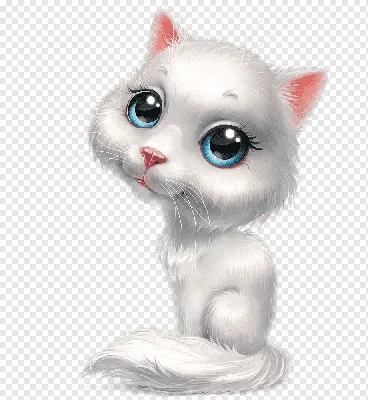 ручная роспись мультяшный кот, белый кот, прекрасный, мультипликационный кот  png | PNGWing