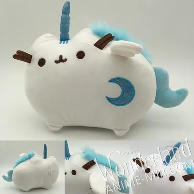 Плюшевая игрушка кот Пушин голубой единорог (15/25см) the cat pusheen blue  unicorn купить в интернет магазине в Москве с доставкой по РФ