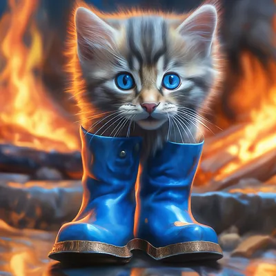 Маленький кот в сапогах с большими…» — создано в Шедевруме
