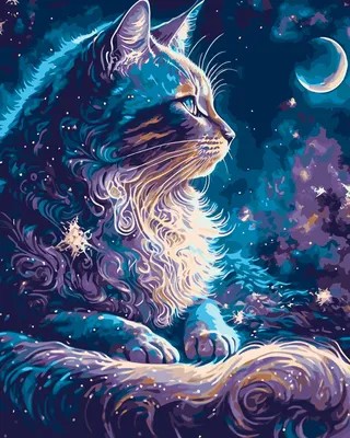 Hobby Paint Котик в космосе Коты Картина по номерам на холсте 40х50