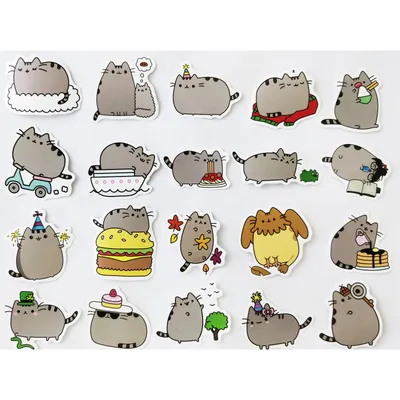 Набор стикеров Кот Пушин \"Pusheen the cat\" 20 шт #5 купить в магазине в  Москве