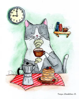 Кот сидит рядом с чашкой кофе и …» — создано в Шедевруме