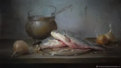 Картина маслом натюрморт с рыбой в интернет-магазине Ярмарка Мастеров по  цене 8460 ₽ – KE9MSRU | Картины, Москва - доставка по России