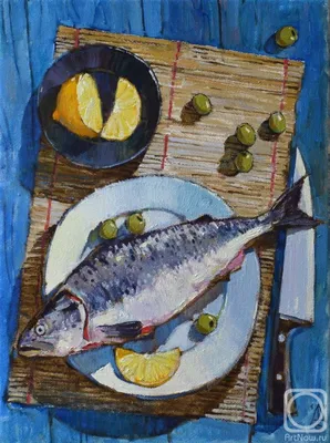 Натюрморт с рыбой» картина Авдеева Сергея маслом на холсте — купить на  ArtNow.ru