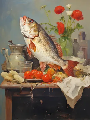Купить картину Натюрморт с рыбой в Москве от художника Власов Василий