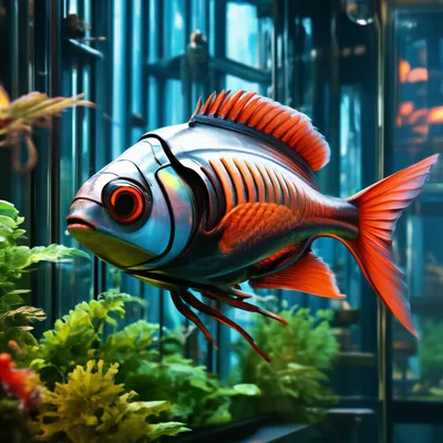 Рыбка неон в аквариуме с живыми …» — создано в Шедевруме