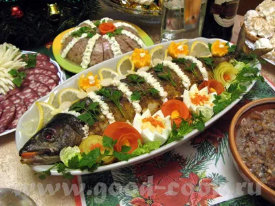 Ответы Mail.ru: Графические примеры оформления банкетных блюд из фаршированной  рыбы.