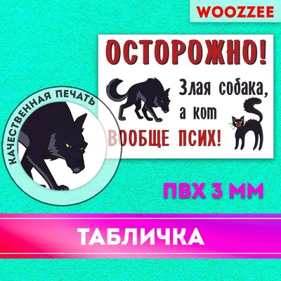 Табличка Осторожно злая собака, а кот дебил, металл, 20х30см | AliExpress