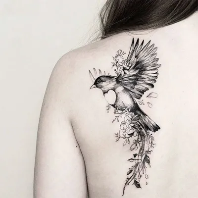 Красочный дизайн татуировки птицы феникса на белом фоне | Премиум Фото