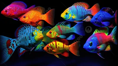 Смешные мультяшные разноцветные рыбы . Векторное изображение ©lilu330  168311590