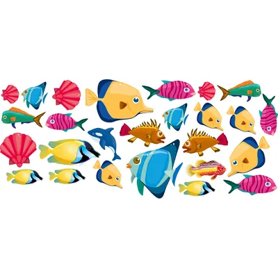 Постер Разные рыбы купить на стену в AllStick.ru недорого из каталога  интернет-магазина плакатов и панно