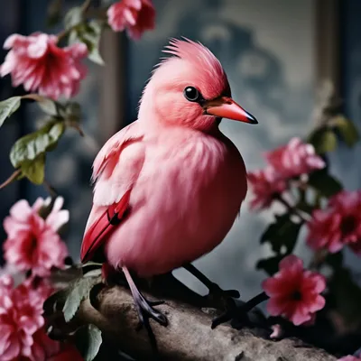Две розовые птицы на ветке - онлайн-пазл