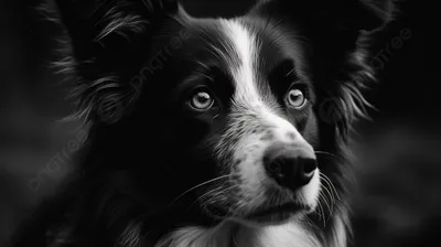 Фотография с черно-белым изображением собаки в формате png