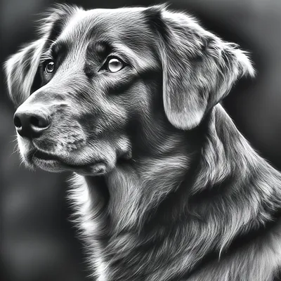 Скачать структурированное черно-белое фото собаки в формате webp