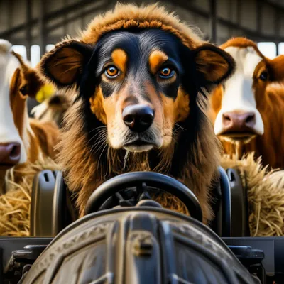 Собака на сене - изображение высокой четкости