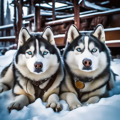 Собаки в снегу: оживите свой рабочий стол красивыми обоями.