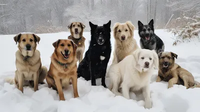 Зимние приключения с собакой: скачать бесплатно фото в webp