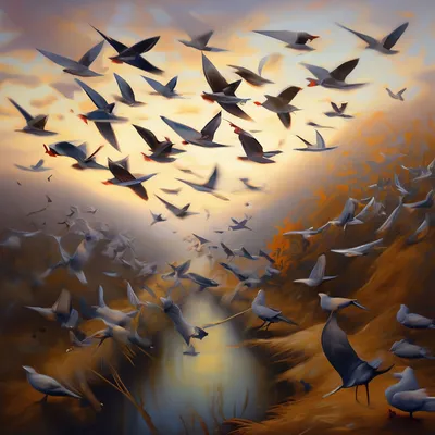 Стая птиц в полете иллюстрация вектора. иллюстрации насчитывающей силуэт -  97822923