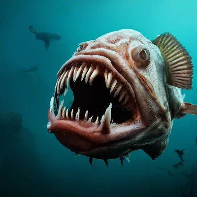 Страшная рыба удильщик с длинными …» — создано в Шедевруме