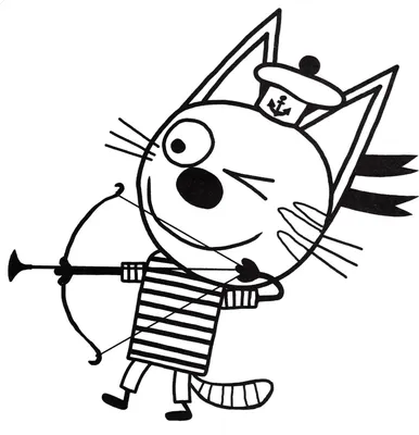 Раскраска Коржик нашел мухомор | Раскраски из мультфильма Три кота.  Раскраски Три кота скачать для детей