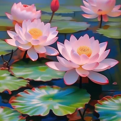 Цветы лотоса на воде,очень нежно …» — создано в Шедевруме
