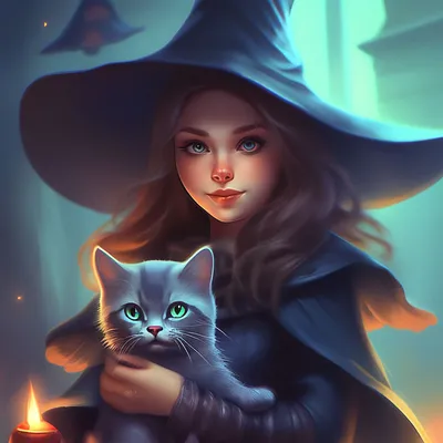 Ведьма с черным котом стоковое фото. изображение насчитывающей женщина -  34048610