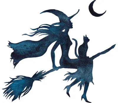 Красивая ведьма с чёрным котом , …» — создано в Шедевруме