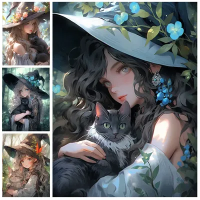 Средняя фигура кота в шляпе ведьмы - Steamretro