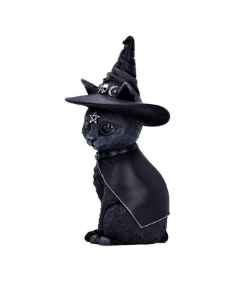 Красивый черный кот в шляпе ведьмы, выполненный в стиле векторного  искусства с яркими цветами. | Премиум Фото