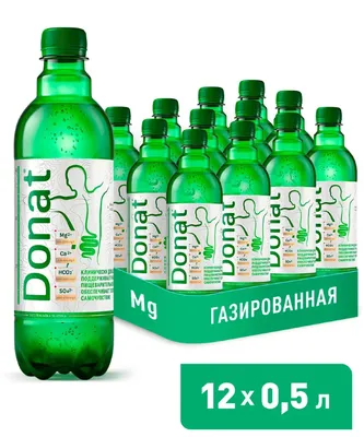 Минеральная вода Donat Mg 1 л., с газом, ПЭТ, 6 штук 🚰