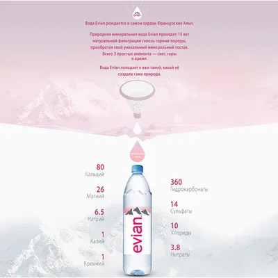 Вода минеральная Evian негазированная 1 литр (6 штук в упаковке) арт. 53485  - купить в Москве оптом и в розницу в интернет-магазине Deloks