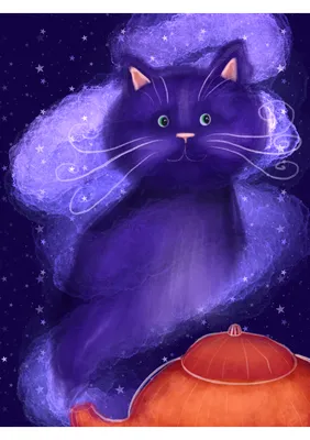 Иллюстрация Волшебный кот в стиле 2d, детский, персонажи |